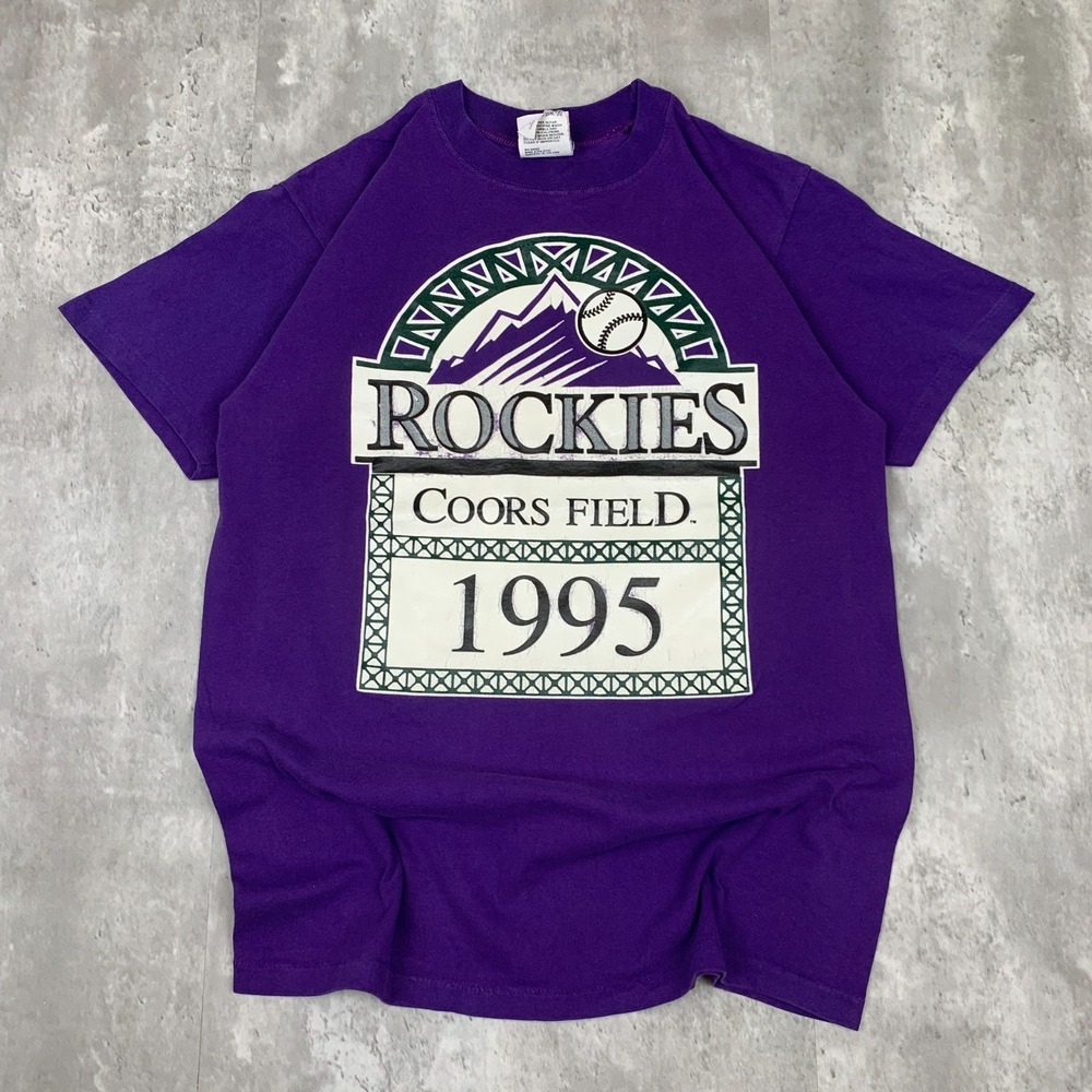 Vintage Bike Colorado Rockies T-Shirt Mens Medium Purple MLB Baseball Coors 1995